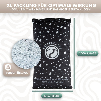Naturbummler ® Luftentfeuchter XL 1kg [Wiederverwendbar & Effektiv] inkl. Anti-Rutsch Pad Auto Entfeuchter Feuchtigkeitskissen Lufttrockner Autozubehör