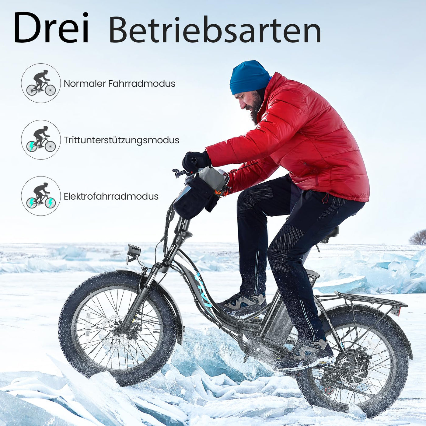 ANCHEER Klapprad E-Bike, 20"*3.0 Elektrofahrrad mit 36V 10.2Ah Lithium-Akku für Lange Reichweite bis 100KM, 250W Motor, 7 Gang für Herren Damen