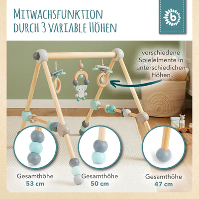 Bieco Spielbogen Baby Holz Höhenverstellbar | Baby Gym | Spieltrapez Trapez Holzspieltrapez Spielebogen Babies Wickeltisch Babys -figuren