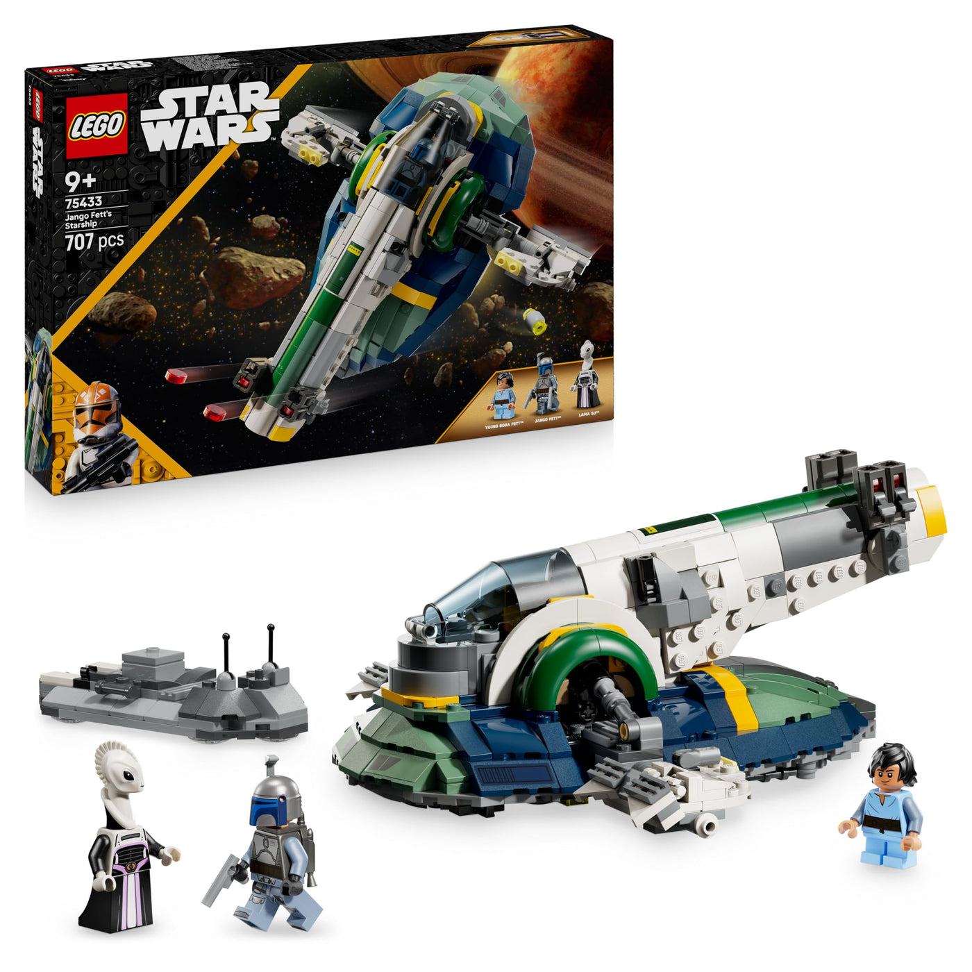 LEGO Star Wars: Angriff der Klonkrieger Jango Fetts Sternenschiff - Spielzeug für Jungen und Mädchen ab 9 Jahren - Kopfgeldjäger Minifiguren - Kreative DIY Deko - Geschenkidee für Kinder - 75433