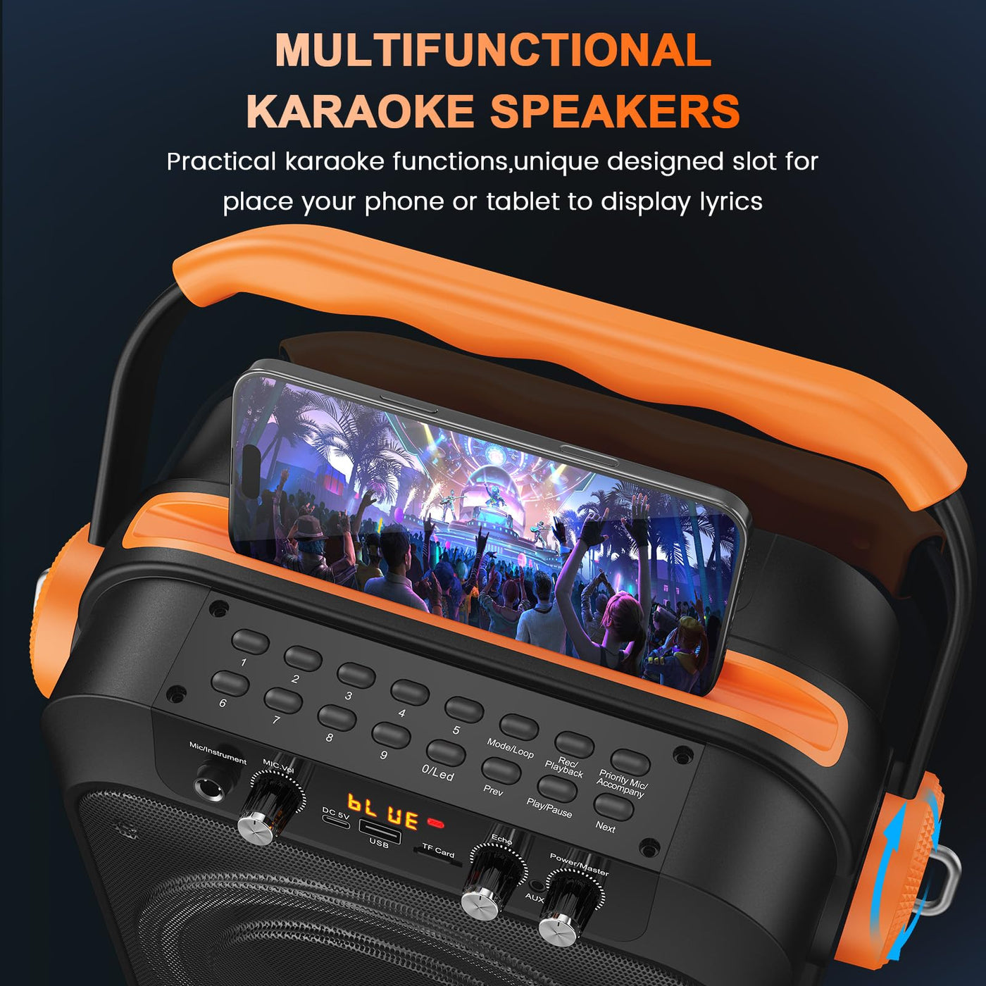 JYX Karaoke Maschine, Karaoke Anlage Mit 2 Mikrofonen, Tragbare Karaoke Maschine Mit 2 Drahtlosen Mikrofone, Bluetooth Lautsprecher Box Für Erwachsene/Kinder Mit Led Lichteffekte