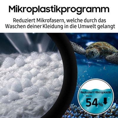 Samsung Waschmaschine, 9 kg, 1.400 U/min, EEK: A, Mikroplastik-Programm, Ecobubble, 14 Programme, WiFi SmartControl, Schwarz, WW90CGC04AABEG