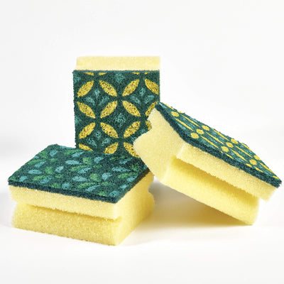 Spontex Reinigungsschwamm Mosaik, Scheuerschwamm mit Anti-Fussel-Technologie und praktischer Griffleiste, Farbe nicht frei wählbar, 3er Pack