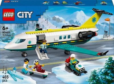 LEGO City Notfallrettungsflugzeug – Set mit Flieger, Schneemobil und 4 Mini-Figuren: Rettungssanitäter, Pilot, Arzt und Skifahrer – tolles Geschenk für Kinder ab 6 Jahren – 60465