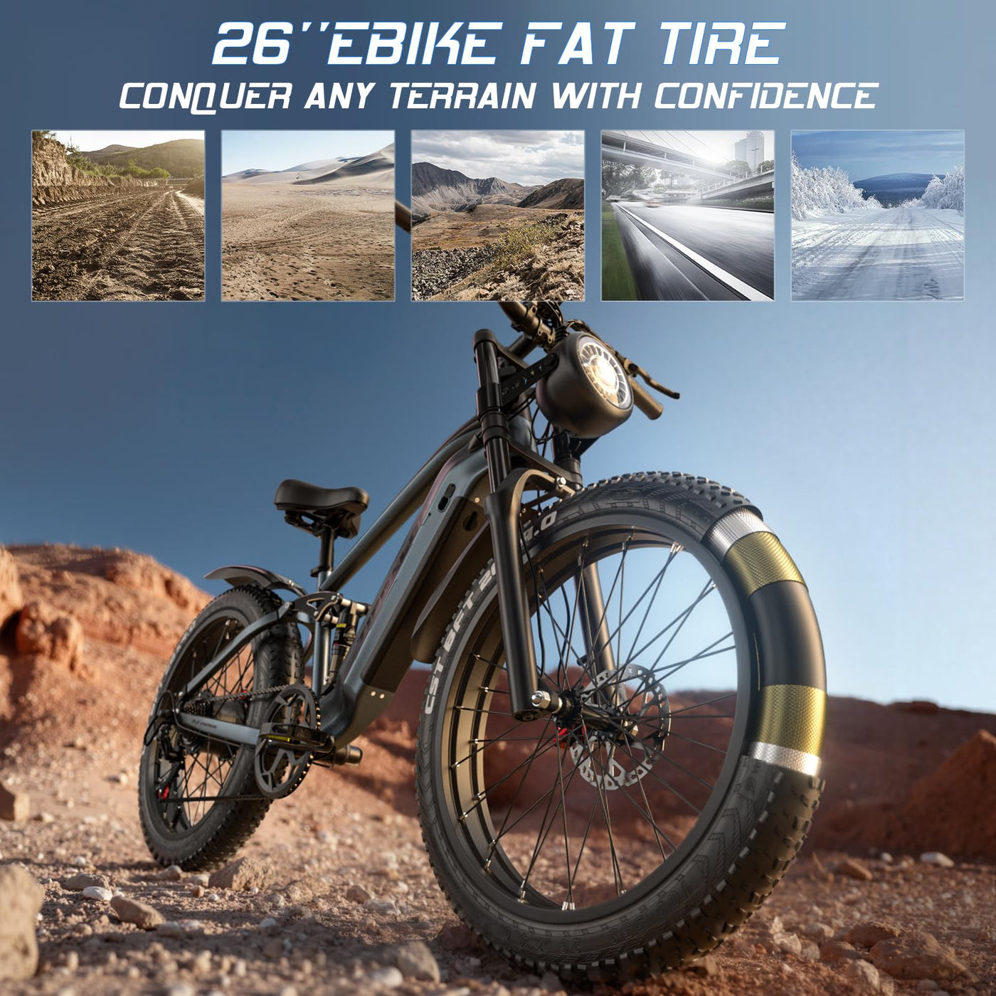 tifgalop Elektrofahrrad für Erwachsene, bürstenloser Hochfrequenzmotor, Doppel-Amortisierung, herausnehmbarer 48V18AH-Akku, maximale Reichweite 45-90 km, 26-Zoll-Mountainbike