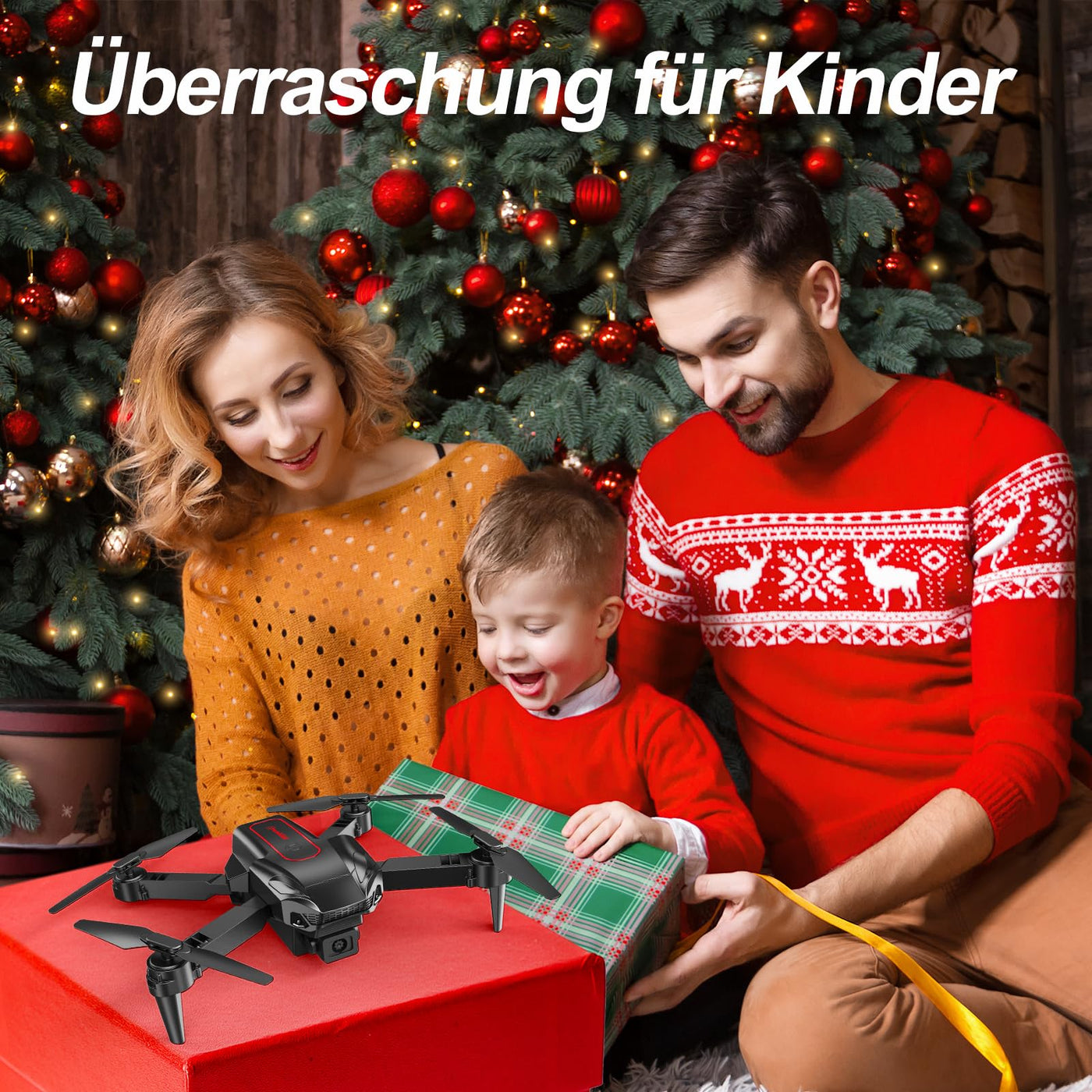 Drohne mit Kamera 1080P,mini Drohne mit Kamera für Kinder Erwachsene,Flip mode, 2 Akku Lange Flugzeit,Headless ModusAbflug/Landung mit einer Taste, RC Quadcopter für Anfänger,Rot