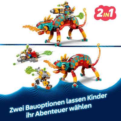 LEGO DREAMZzz 2-in-1 Mateos Feuer-Chamäleon - Fantasy-Tierfigur umbaubar in Spielzeug-Jet & Mech - Set für Jungen & Mädchen ab 7 Jahren inkl. 2 Minifiguren - Geschenkidee - 71492