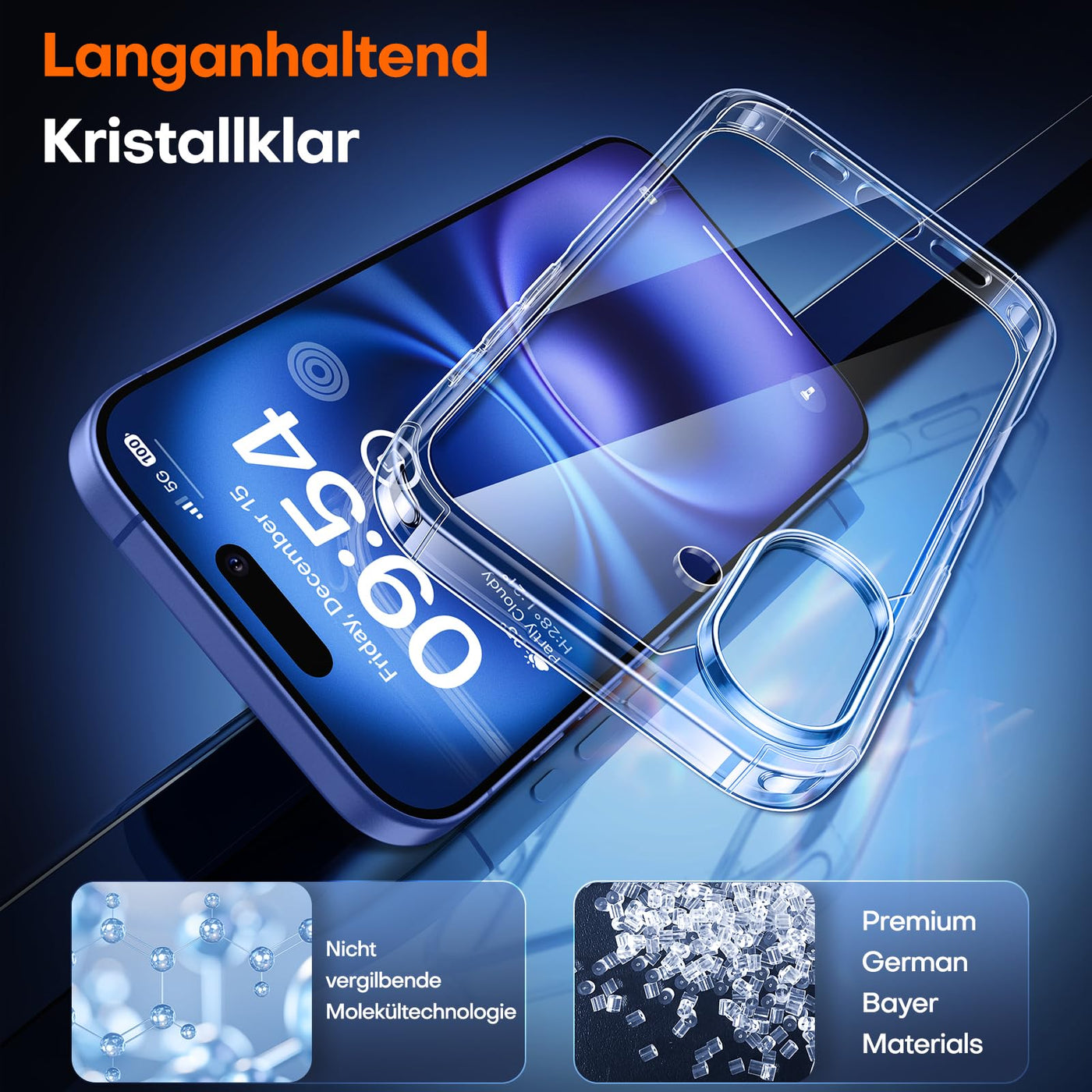 TAURI 5 in 1 für iPhone 16 hülle, Handyhülle für iPhone 16 Case, [Vergilbt Nicht] Schlanke, Stoßfeste Telefon Hülle - Transparent