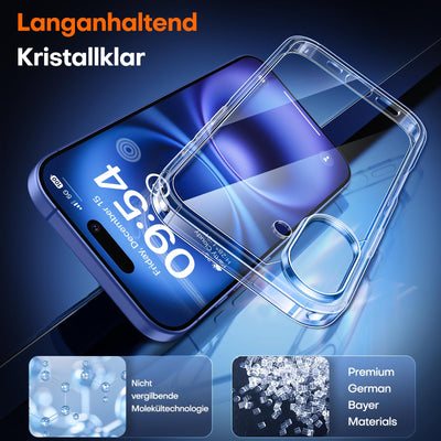 TAURI 5 in 1 für iPhone 16 hülle, Handyhülle für iPhone 16 Case, [Vergilbt Nicht] Schlanke, Stoßfeste Telefon Hülle - Transparent