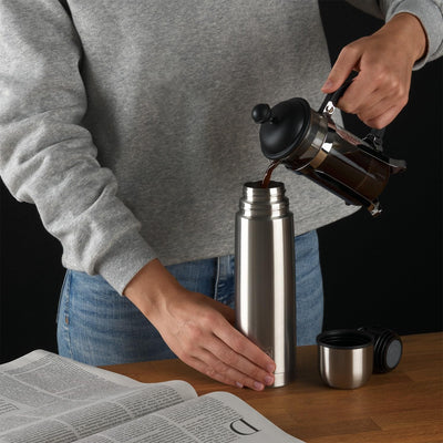 Blumtal® Thermosflasche 1L - BPA-freie Thermoskanne für warm&kalt - auslaufsichere Isolierflasche 1000ml aus Edelstahl rostfrei - Thermoskanne mit Becher - Isolierkanne 1L - Thermokanne - Dunkelgrün