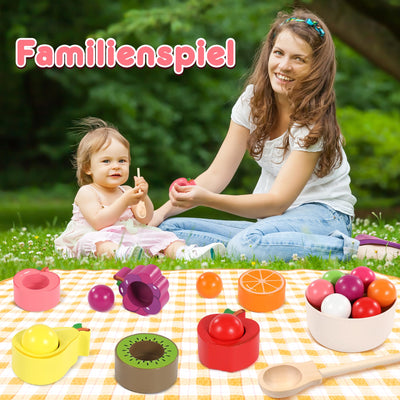 Montessori Spielzeug ab 1 2 3 Jahr, Baby Motorikspielzeug Obst Holzspielzeug für Farbsortierung und Zählen, Geschenk für Mädchen Jungen 1 2 3 Jahre