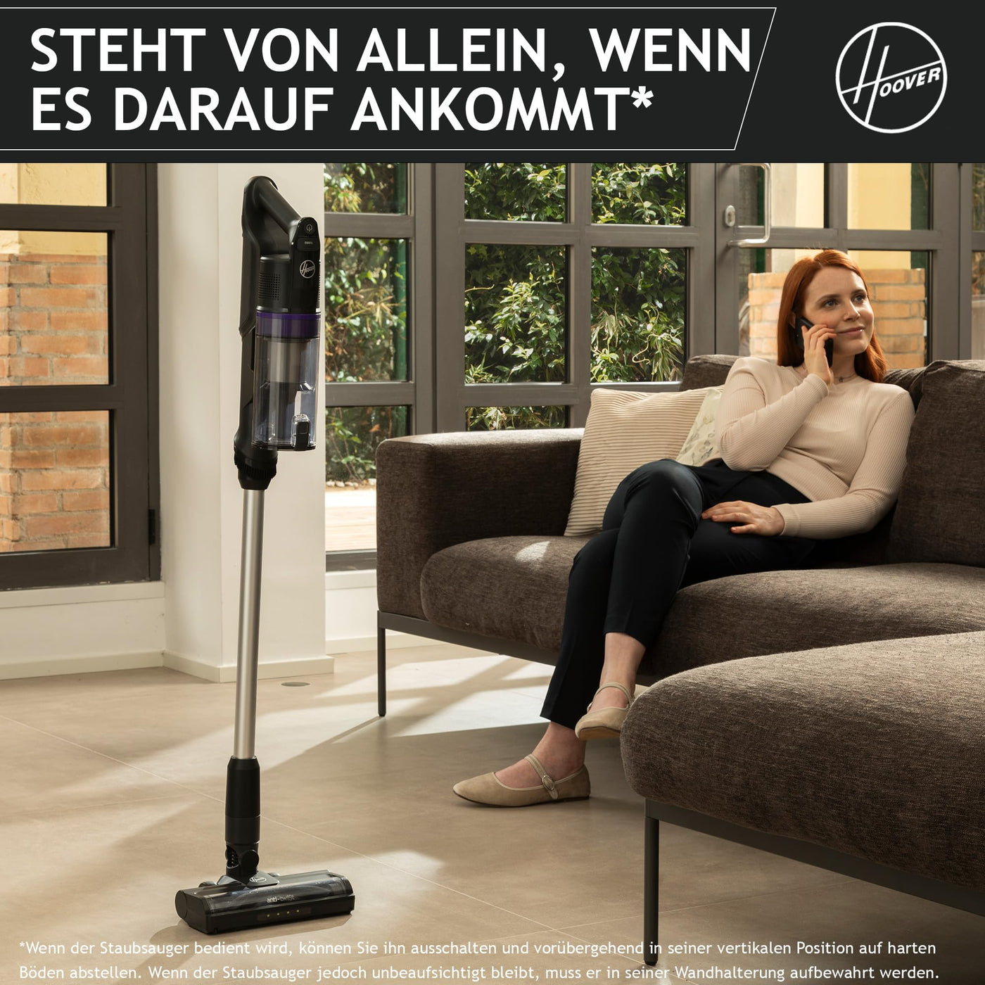 Hoover HF1 Plus [HF1PZ10H] Akku Staubsauger kabellos mit XL Staubbehälter & LED, bis zu 45min Laufzeit, für alle Bodenarten, Anti Twist gegen Haarverwicklung, Akkusauger mit Parkfunktion, 0.7L