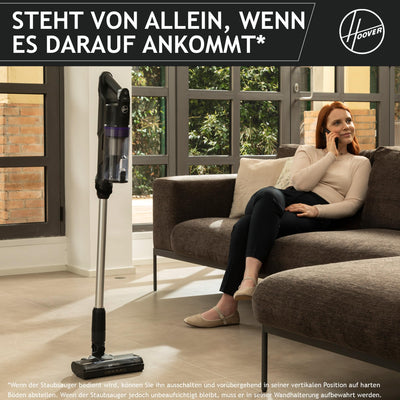 Hoover HF1 Plus [HF1PZ10H] Akku Staubsauger kabellos mit XL Staubbehälter & LED, bis zu 45min Laufzeit, für alle Bodenarten, Anti Twist gegen Haarverwicklung, Akkusauger mit Parkfunktion, 0.7L