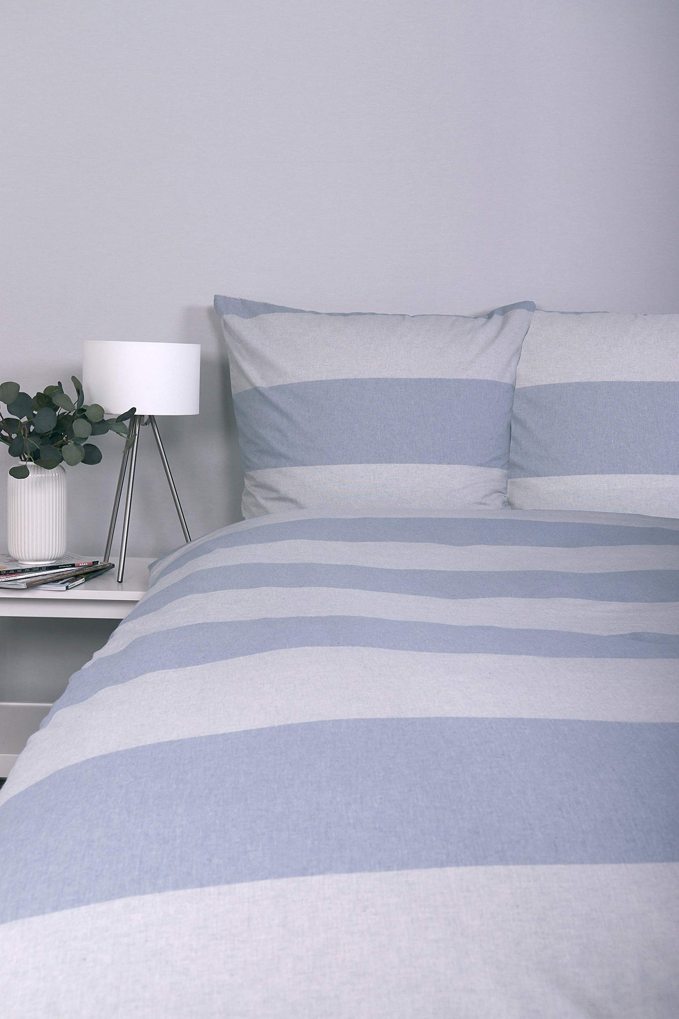 jilda-tex Bettwäsche 100% Baumwolle Wendebettwäsche Uni-bettwäsche Verschiedene Größen und Farben (Melange Classy Stripes Blue, 135 x 200 cm)