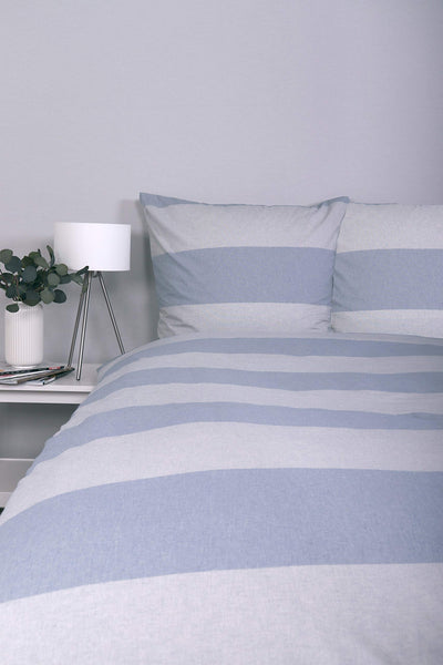 jilda-tex Bettwäsche 100% Baumwolle Wendebettwäsche Uni-bettwäsche Verschiedene Größen und Farben (Melange Classy Stripes Blue, 135 x 200 cm)