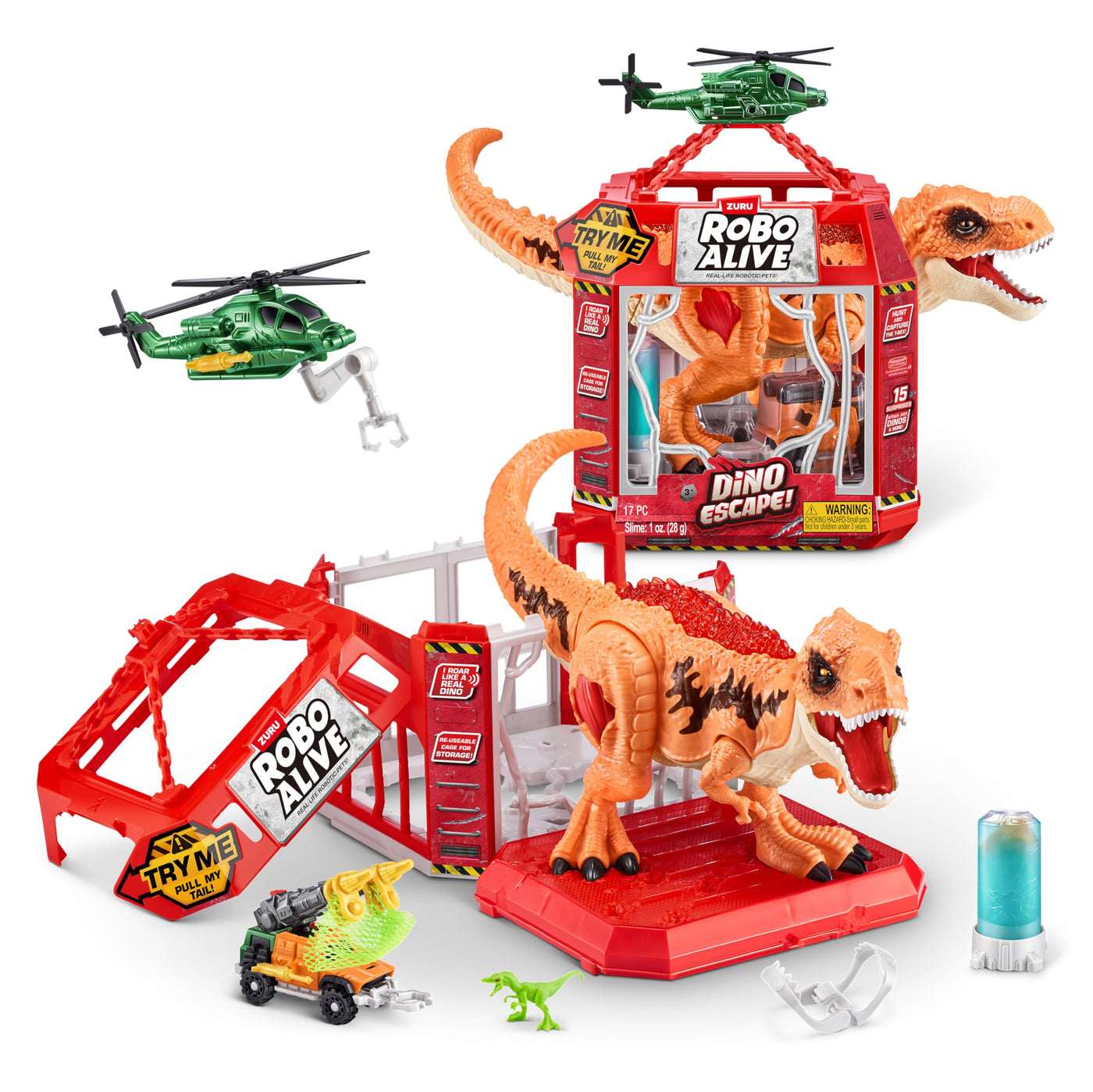 ROBO ALIVE Dino Escape Serie 1 von ZURU, batteriebetriebenes Roboterspielzeug mit Leuchteffekt, T-rex