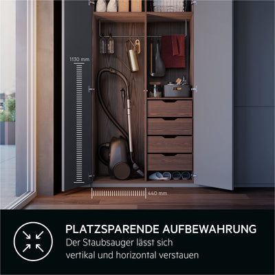 AEG CLEAN 6000 AB61C1OKO ÖKO Staubsauger / hohe Saugleistung / Zusatzdüsen / XL-Räder / Edelstahl-Teleskoprohr / 65% Recyclingmaterial / 12 m Kabel / 750 Watt / Zubehör / grau