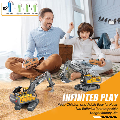 KIYTARBOO Ferngesteuertes Auto Bagger Spielzeug für ab 3 Jahre Sand Fahrzeuge Metall Ferngesteuert, 11CH, 2,4 GHz RC Bagger mit Licht und Sound 680° Drehung, Geschenke für Jungen ab 5 6 7 8 9 10 11 12