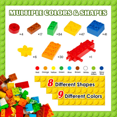 Hiume Groß Bausteine, 240 Stück Steinebox , Kompatibel mit duplo Steinen und Allen Großen Marken, STEM Spielzeug ab 2 3 4 5 Jahre, Kreatives Lernspielzeug für Jungen und Mädchen