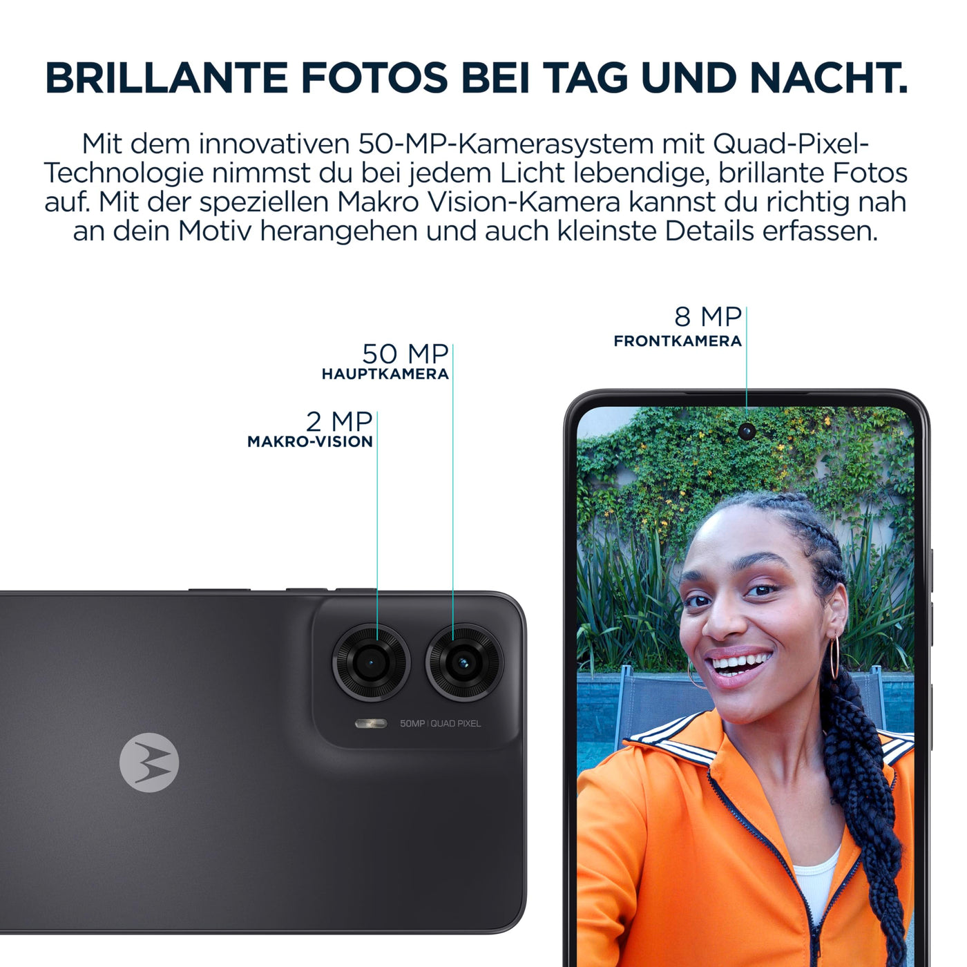 Motorola Mobility Moto g24 Smartphone (6,56"-HD+-Display, 50-MP-Kamera, 8/128 GB, 5000 mAh, Android 14) Matte Charcoal, inkl. Schutzcover + Handyhalterung [Exklusiv bei Amazon]