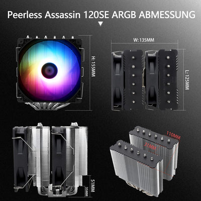 Thermalright Peerless Assassin 120 SE ARGB CPU-Luftkühler, 6 Heatpipes Kühler, Dual 120mm TL-C12C-S PWM Lüfter, Aluminium Kühlkörperabdeckung, AGHP, für AMD AM4/AM5 Intel 1700/1150/1151/1200