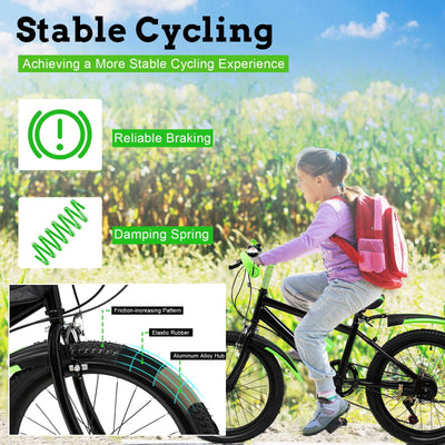20 Zoll Mädchen 6,8,10 Jahre Mountainbike Kinder Jungen-Fahrrad 24 Zoll 7 Gang-Schaltung Mit Schutzblech Guide Premium Bergsteiger Fahrrad Jugendfahrrad (grün)