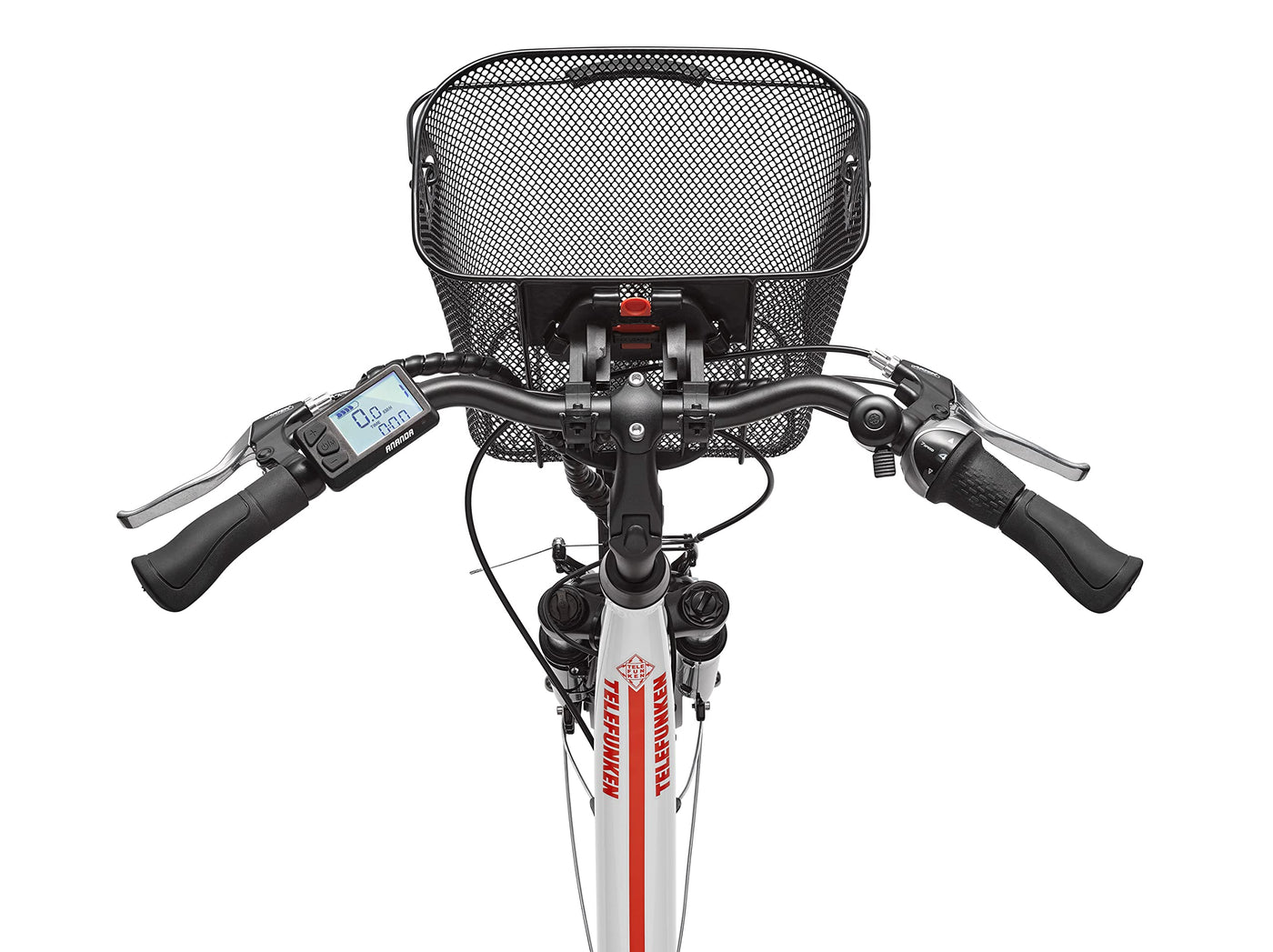 TELEFUNKEN E-Bike 28 Zoll Elektrofahrrad Alu mit 7-Gang Shimano Nabenschaltung, Pedelec Citybike mit Fahrradkorb, 250W und 13Ah, 36V Lithium-Ionen-Akku Multitalent weiß + ‎Sekura Fahrradschloss