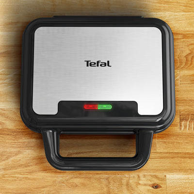 Tefal Ultracompact 3-in-1 Sandwich-Waffel-Panini Kombigerät, Antihaftbeschichtung, wärmeisolierter Griff, Edelstahl/Schwarz, SW383D10