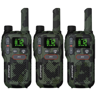 BAOFENG GT-18 Walkie Talkie PMR446 Lizenzfrei Funkgerät für Erwachsene Kinder, Wiederaufladbares Walky Talky 1500mAh Batterie, Dual-PTT, 16 Kanäle, Scan, Taschenlampe für Camping Wandern, 3er Pack