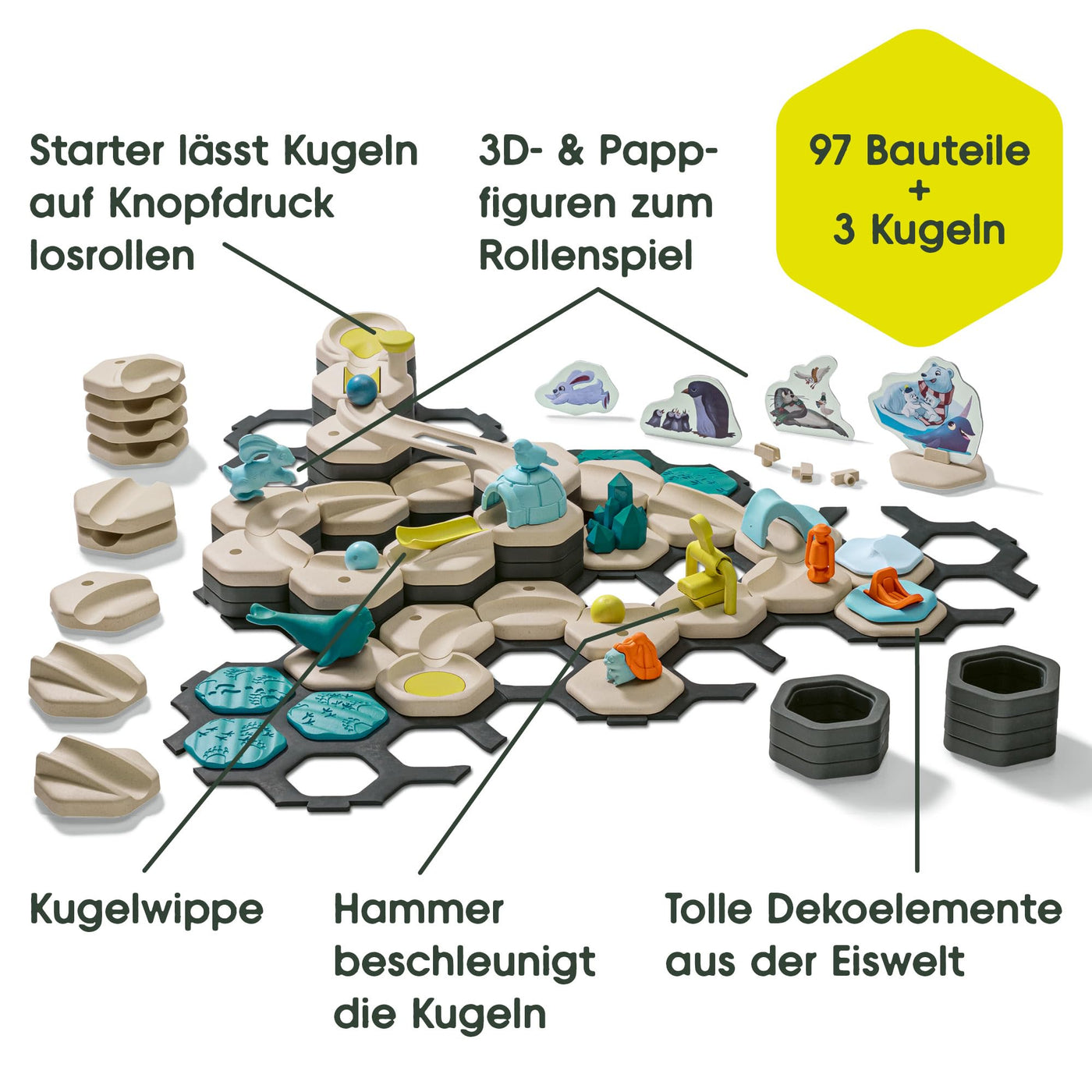 Ravensburger GraviTrax Junior Starter-Set L Ice 27060 - Murmelbahn überwiegend aus nachwachsenden Rohstoffen mit Themenwelten, Lern- und Konstruktionsspielzeug für Jungs und Mädchen ab 3 Jahren