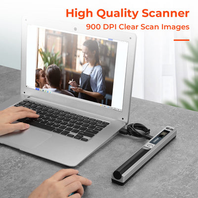 [Handscanner] Auflösung s/w und Farbe MUNBYN Dokumentenscanner/Scanner Mobil / 900DPI Wireless Tragbarer A4 Scanner mit Karte JPG und PDF Format- 16G Micro SD - Silber