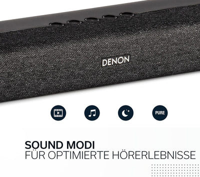 Denon DHT-S416 hochwertige 2.1 TV Soundbar mit kabellosem Subwoofer, Google Chromecast integriert, WLAN, Bluetooth, Dolby Digital, HDMI ARC, optischer Eingang, Black
