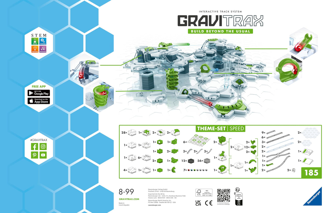 Ravensburger GraviTrax Theme-Set Speed 22428 - GraviTrax Starter-Set für Deine Kugelbahn - Murmelbahn und Konstruktionsspielzeug ab 8 Jahren, alleine bespielbar
