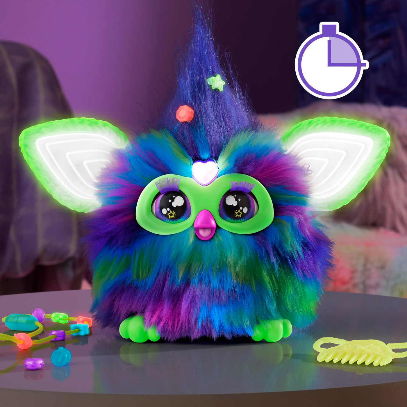 Hasbro Furby Galaxy Elektronisches Plüschtier für Kinder und Mädchen ab 6 Jahren, Plüsch mit Lichtern, Geräuschen und 5 Sprachmodi, Spielzeug für Feiertage zum Sammeln Mehrfarbig