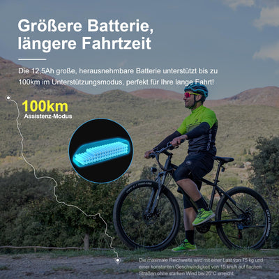 Eleglide E-Bike Damen Herren E-Mountainbike, MTB-1 Plus 27,5 Zoll Elektrofahrrad mit 36V 12.5Ah Abnehmbarer Akku, EU-konform E Fahrrad 21 Gänge 250W Hinterradmotor, LED Licht