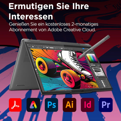 Lenovo Yoga 7 2-in-1 Convertible AI Laptop | 14" WUXGA Display | AMD Ryzen 7 8840HS | 16GB RAM | 1TB SSD | AMD Radeon 780M Grafik | Windows 11 Home | QWERTZ | grau | 3 Monate Premium Care