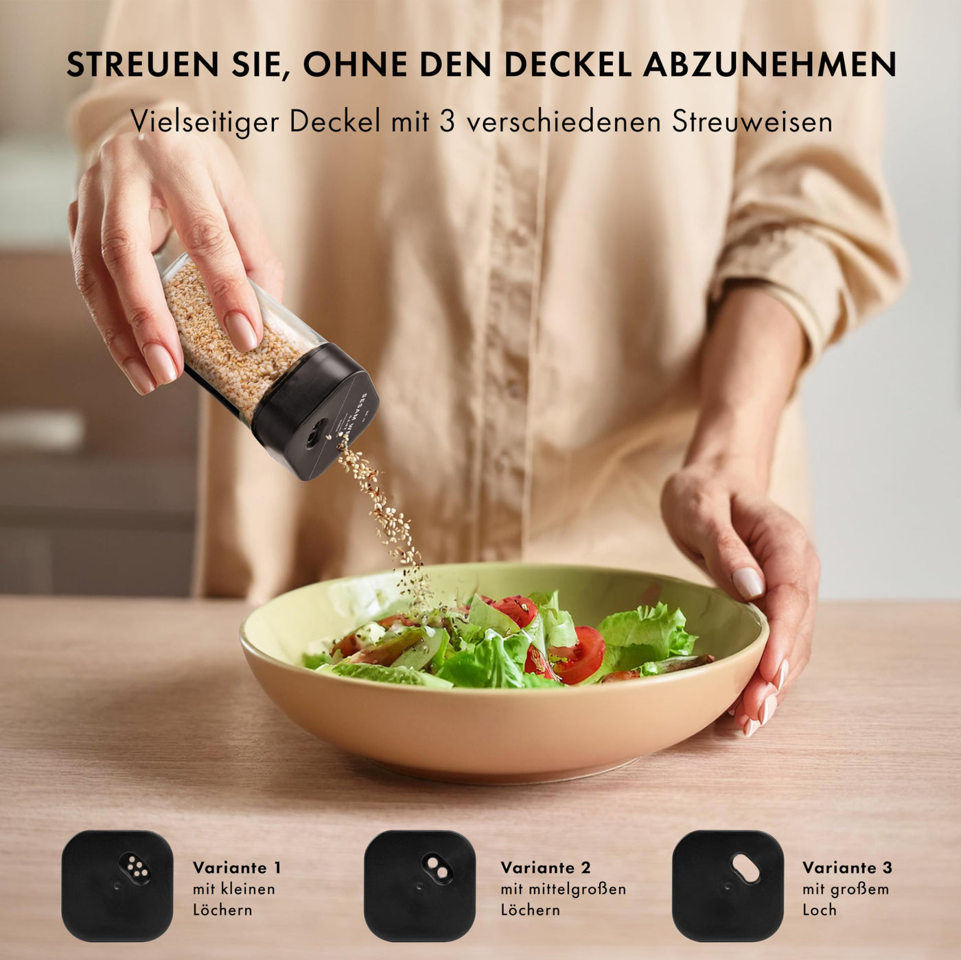 EDELHAUS Gewürzgläser Eckig Set mit Streueinsatz Deckel (24 x 120ml) Gewürzstreuer mit 240 Etiketten Schwarz - Hochwertige Gewürzbehälter, Gewürzdosen