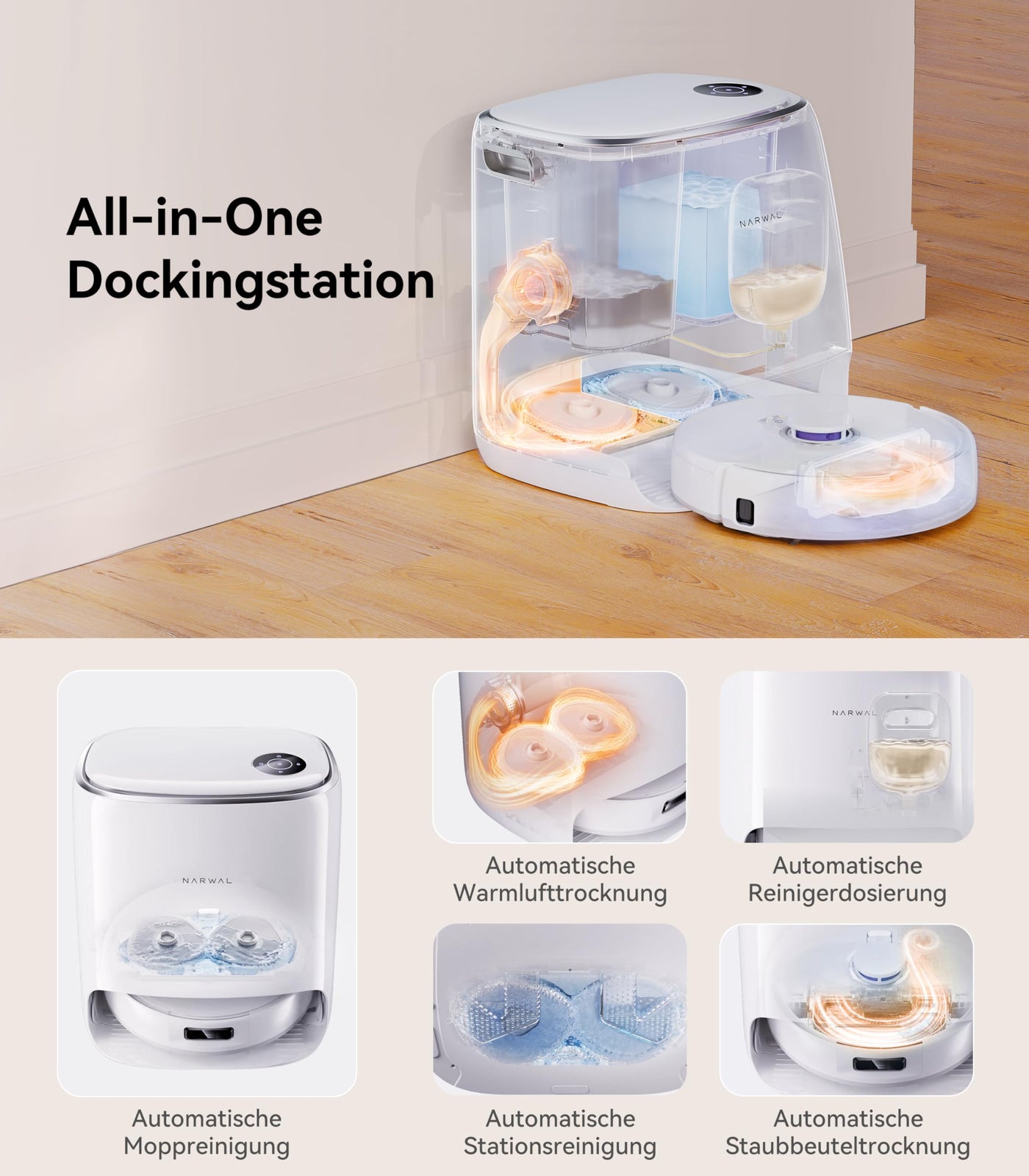 NARWAL Freo X Ultra Saugroboter mit Wischfunktion, Wischroboter Selbstreinigend mit 8.200 Pa Saugkraft, All-in-One-Station, Verwicklungsfrei, DirtSense, 3D-Strukturlicht, Staubaufbewahrung