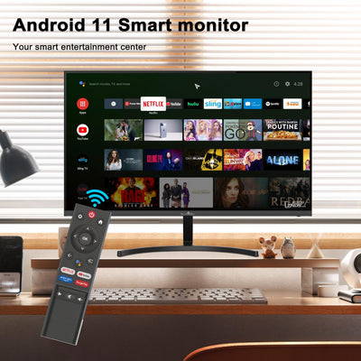 SMART TECH Smart Monitor 24 Zoll (60cm), FHD Monitor Android (Bluetooth, Monitor mit Lautsprechern, rahmenloses, Netflix, YouTube, Prime Video, Google Play, DAZN, Disney+) Klein mit WLAN