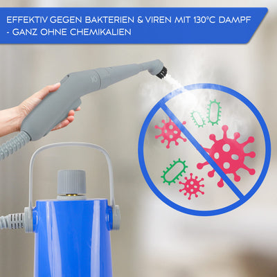 LEBENLANG Elektrischer Dampfreiniger Handgerät Steam Cleaner - 1000W & 300ml + 10x Zubehör | Handdampfreiniger Dampf Reiniger Auto Heißluft Fugenreiniger für Bad Fliesen und Fugen Gerät Polstermöbel