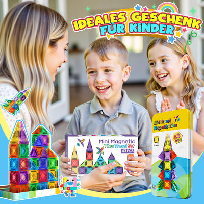 43 Pcs Mini Magnetische Bausteine Reiseset, Spielzeug ab 3 4 5 6 Jahre Junge Mädchen Reisespiele Kinder ab 3-6 Flugzeug Beschäftigung Kinder Geschenk Jungen 3-6 Jahre STEM Montessori Spielzeug