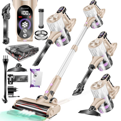 KESSER® Akku-Staubsauger 2in1 | Handstaubsauger ohne Beutel mit HEPA-Filter | Akkusauger bis 45 Min. Laufzeit + Fugendüse & Staubbürste | LED-Licht XL Staubbehälter für Hartböden Teppich Tierhaare
