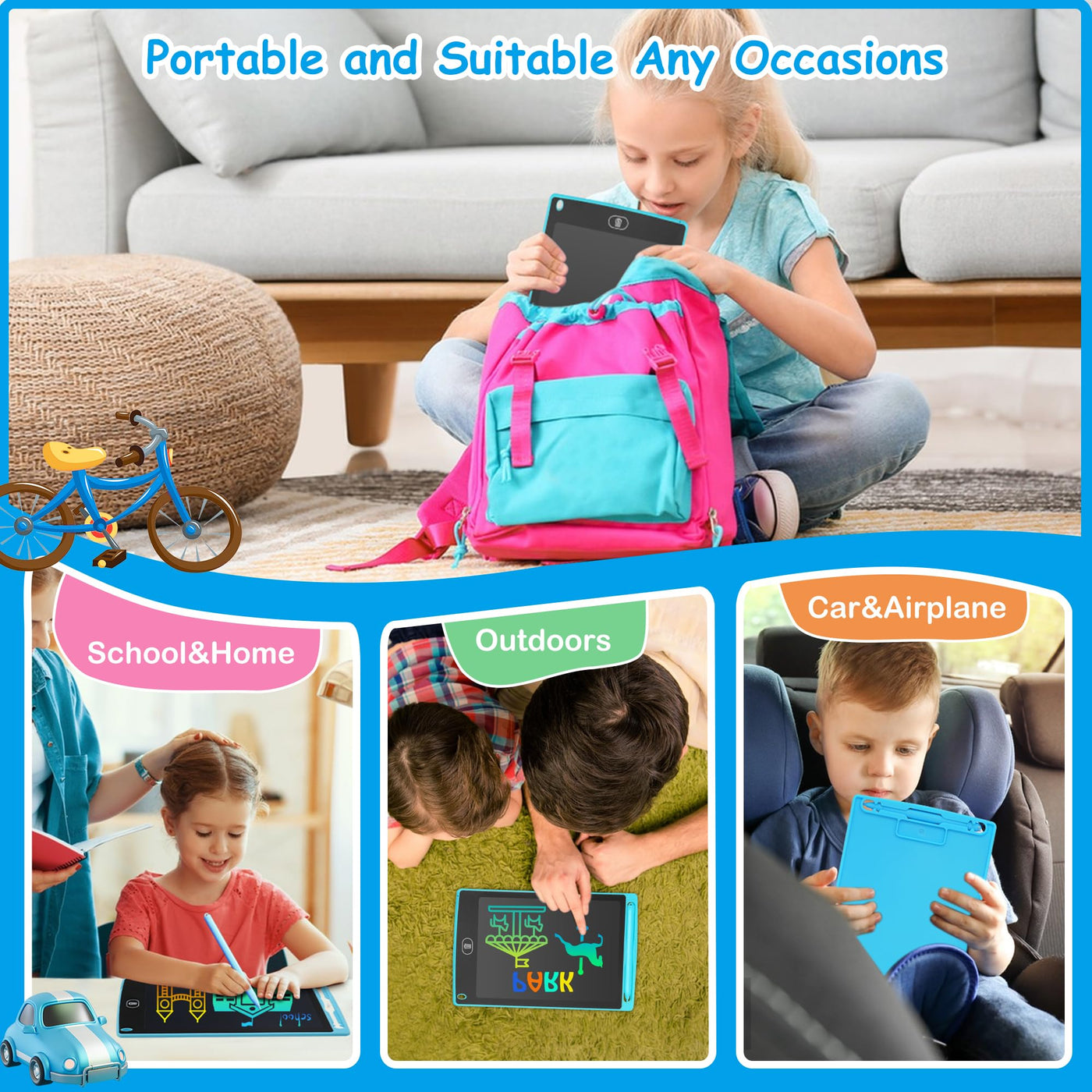 LCD Schreibtafel für Kinder, 8.5 Zoll LCD Writing Tablet,elektronische Maltafel Zaubertafel,Kinder Zeichentafeln,Bildschirm Schreibtablett,Pädagogisches Spielzeug ab 2-8 Jahre Mädchen Jungen Rosa
