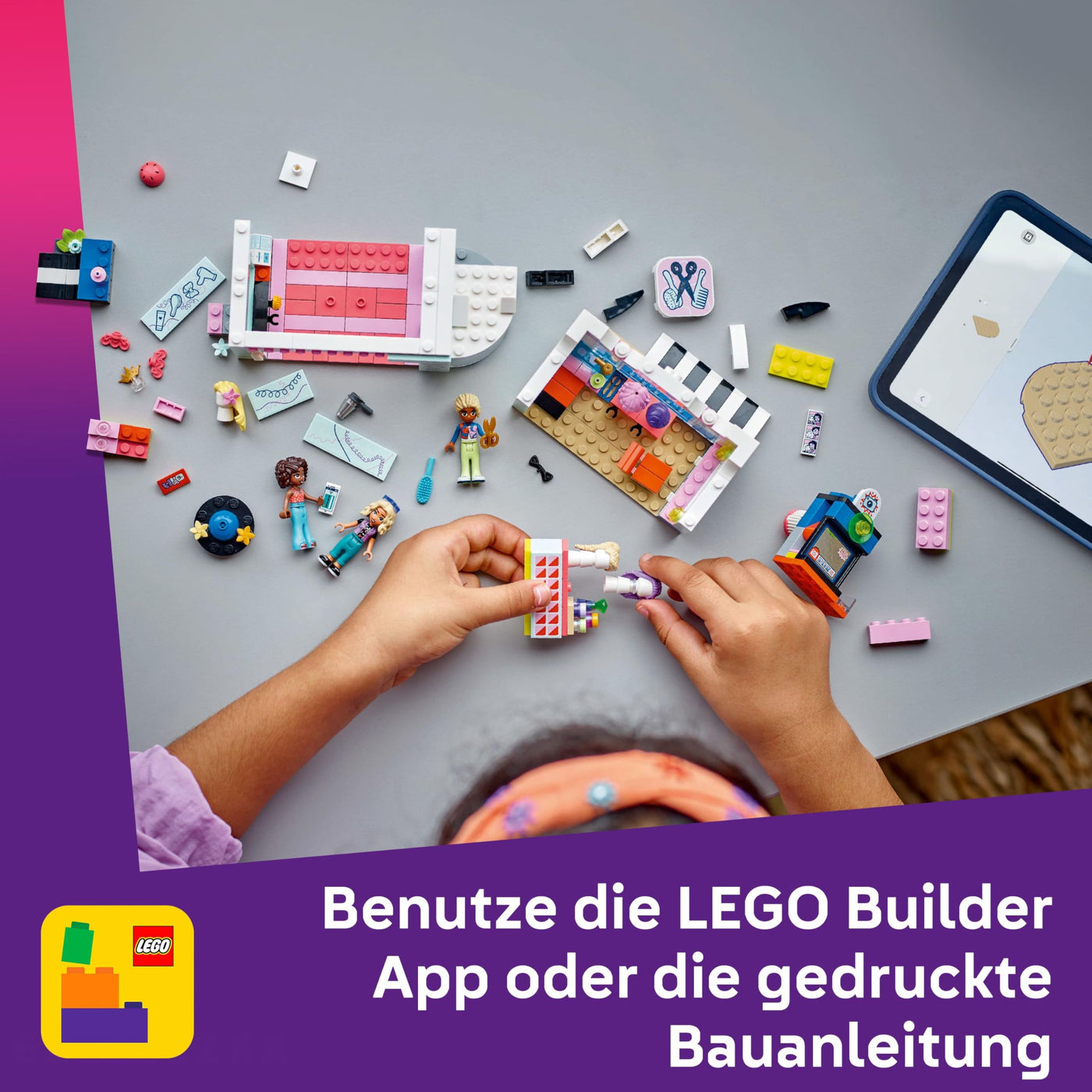 LEGO Friends Friseursalon, BAU- und Spielset für kreative Rollenspiele, Bauspielzeug, Geschenk für Mädchen ab 7 Jahren, 3 Minifiguren der Charaktere für Rollenspiele 42662