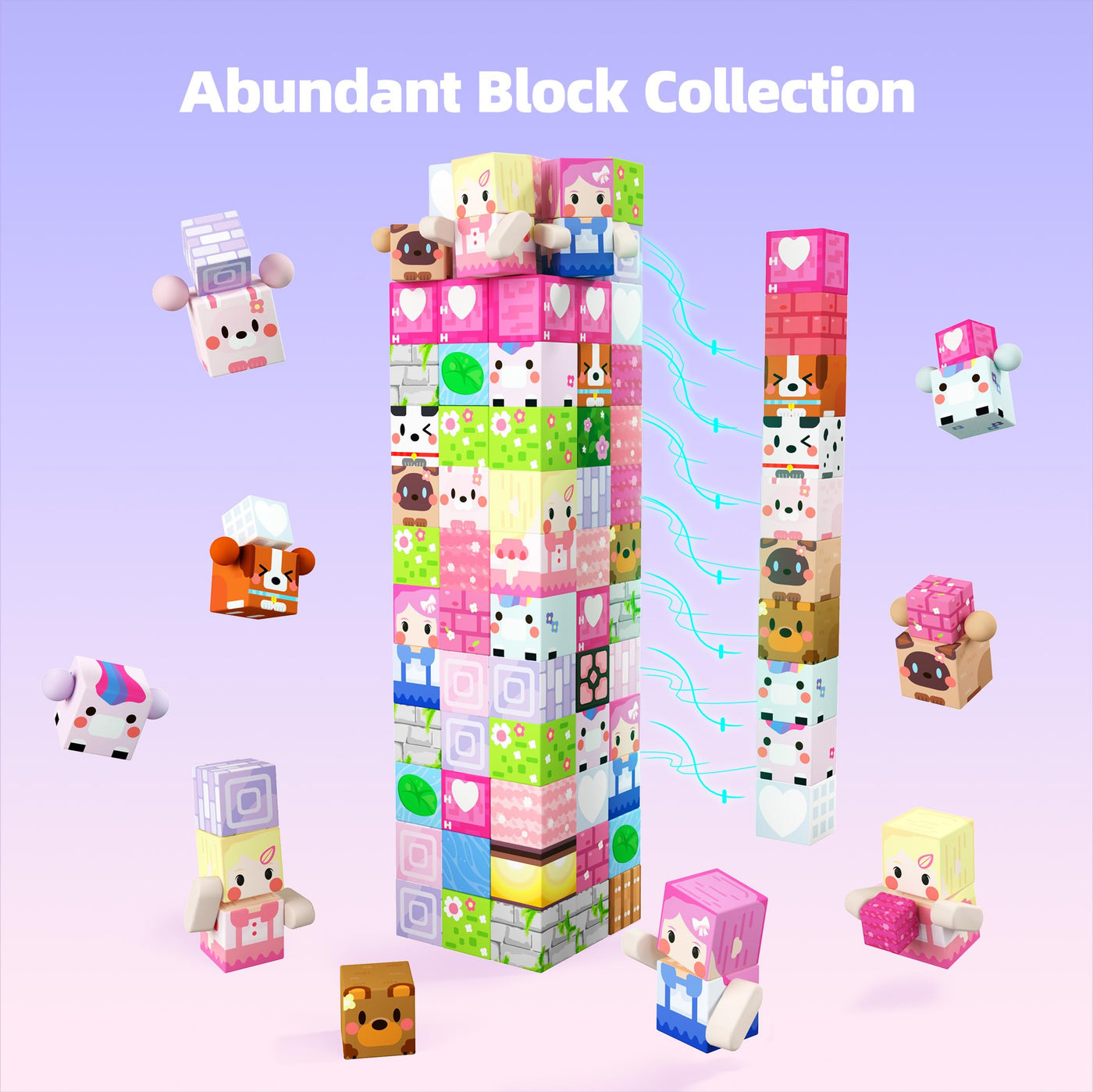 GobiDex Magnetische Bausteine 100 Stück - Einhorn Magnetblöcke, Schönes Magnetspielzeug & Baukasten für Mädchen, Prinzessin Geschenke für Kinder ab 3-4, 5-6, 7-8, 9-10 Jahre