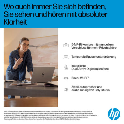 HP OmniBook X Flip 2in1 Next Gen AI Laptop | Intel Ultra 5-226V (8C) | dedizierte NPU für KI | 40 NPU Tops | Copilot+ PC | 16" WUXGA 1920x1200 Touchscreen | 16GB | 512GB SSD | Win11 | QWERTZ | Silber