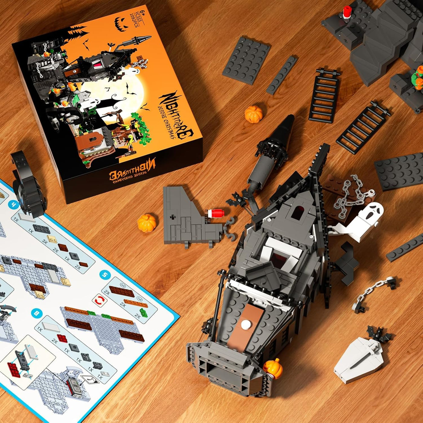 QLT Halloween Haus Haunted Mini Klemmbausteine Bausteine,Halloween Christmas Spielzeugset, Mädchen und Jungen 6-12 1092 PCS