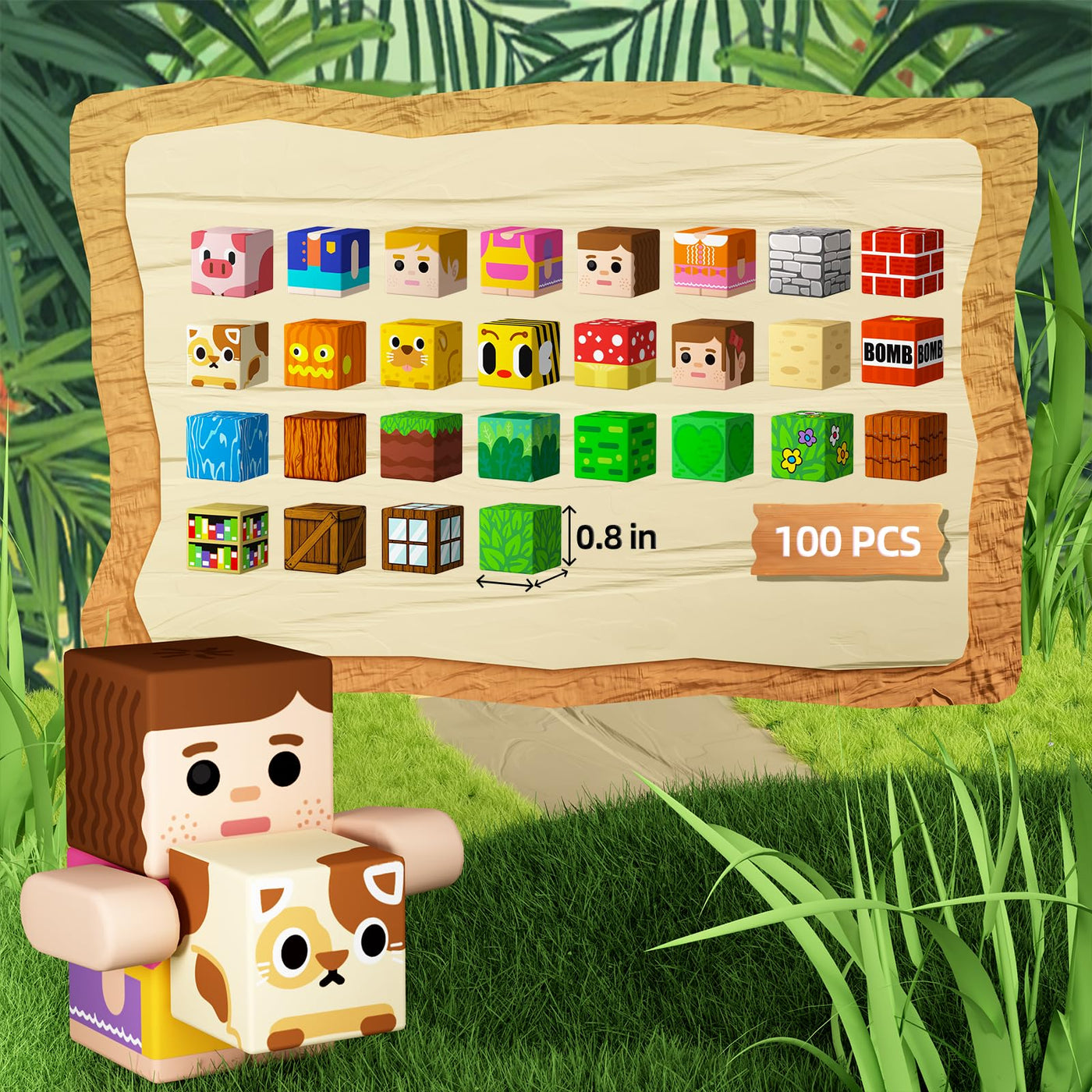KIDCHEER Magnetische Bausteine 100 Stück, Wald Magnetbausteine für Kinder, Montessori Magnetblöcke Spielzeug, Kreative Geschenk für Jungen & Mädchen ab 3-10 Jahren