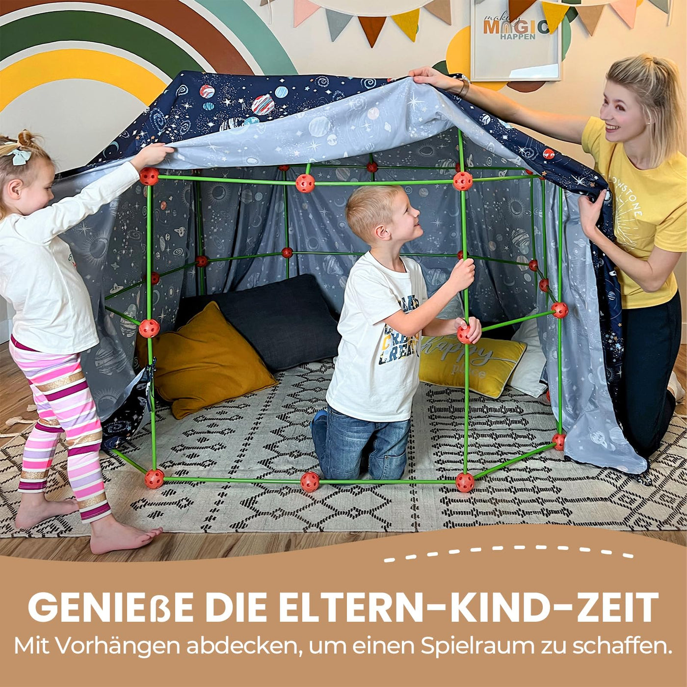 Tiny Land DIY Höhle Kinder Konstruktionsspielzeug Outdoor Spielzeug für 5+ ahre alt Junge & Mädchen - 130PCS Kreatives Bauset Für Kinder Höhle Bauen Indoor