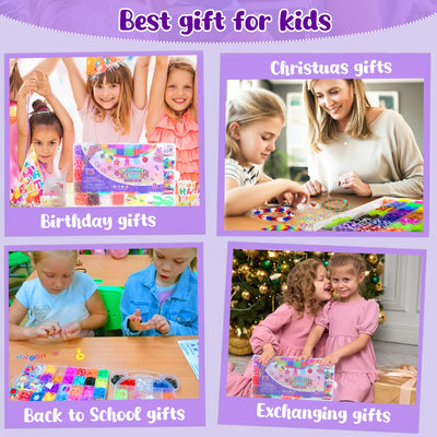 2500+ Bänder Set, 40 Fächer Loops Gummis für DIY Armbänder, Loop Armbänder Set Kinder mit Perlen, Charms, Haken, Aufbewahrungsbox – Bastel Set Geschenk für Jungen & Mädchen, Gummi für Armbänder